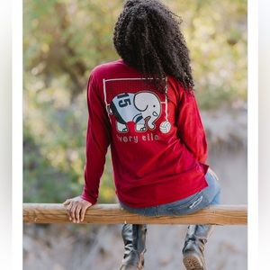 162 Ivory Ella Volleyball Long Sleeve 100% Cotton Long Sleeve Maroon Elephant